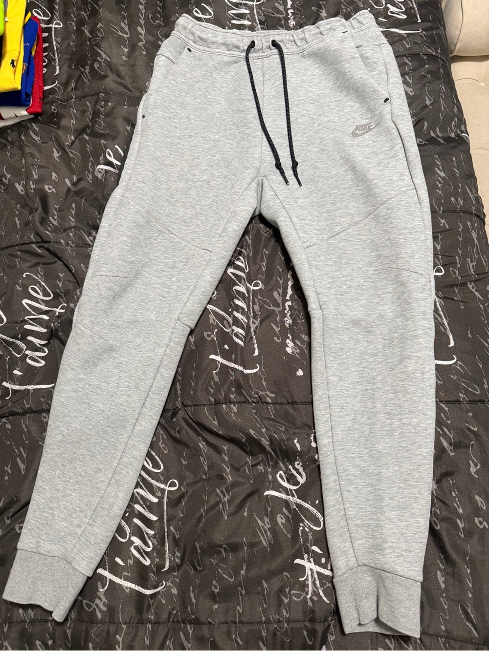 Nike Youth Light Grey Fleece Joggers with Black Drawcord